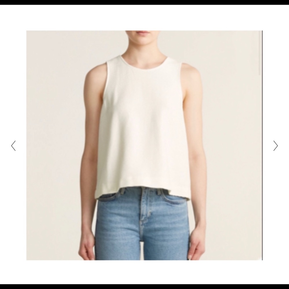 Madewell textured tank top open back cream white color woman's size large